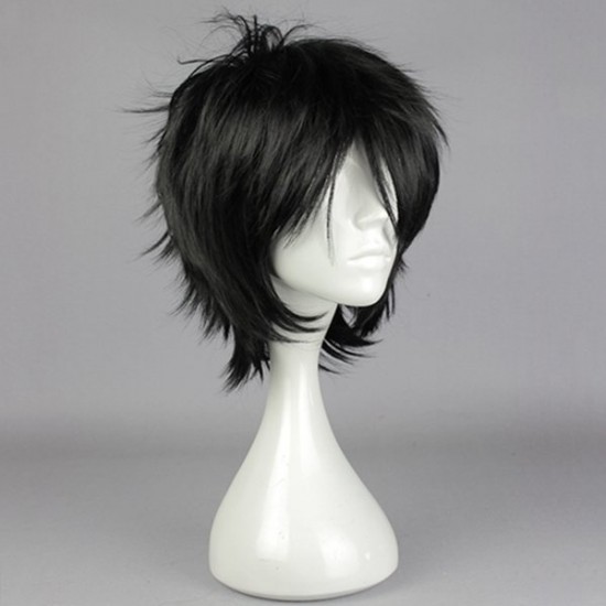 Black Straight Short Cosplay Wig Synthetic of High-Temperature Resistant Anime Costume Hair