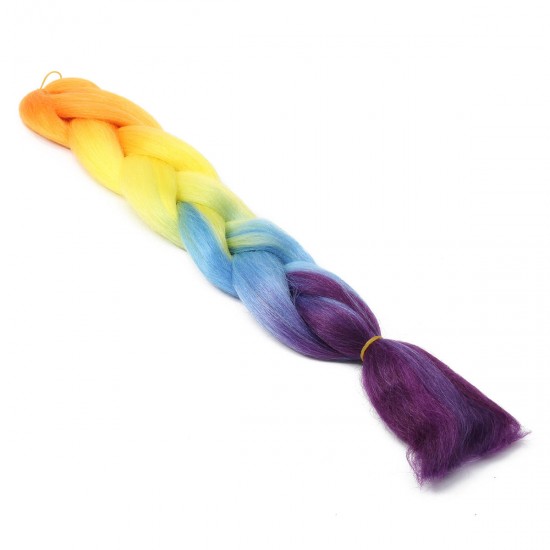 Candy Rainbow Hair Extension Transitional Ombre Twist Braiding Heat Resistant Wig