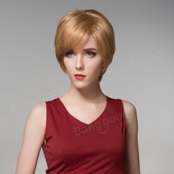 12 Colors Straight Short Side Bang Human Hair Wig Virgin Remy Mono Top Capless