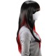 Animation Black Red Layered Wig Synthetic Hair Long Straight Women Wigs Cosplay Party 70cm