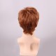 Auburn Brown Men Short Human Hair Wig Male Mono Top Virgin Remy Capless Side Bang