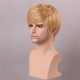 Blonde Men Short Mono Top Human Hair Wig Male Virgin Remy Capless Side Bang