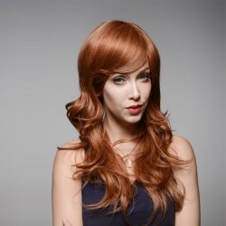 Brown Long Wave Capless Virgin Human Hair Curly Wig Side Bang Remy Mono Top 60cm 8 Colors