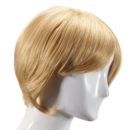 Charming Human Hair Wig Short Straight Side Bang Fluffy Capless Virgin Remy Mono Top