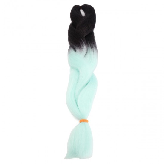 24" Black & Mint Green Ombre Dip Dye Kanekalon Braiding Hair Extensions