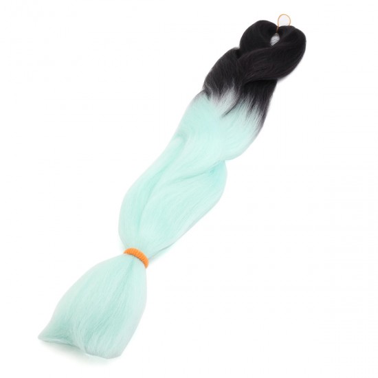 24" Black & Mint Green Ombre Dip Dye Kanekalon Braiding Hair Extensions