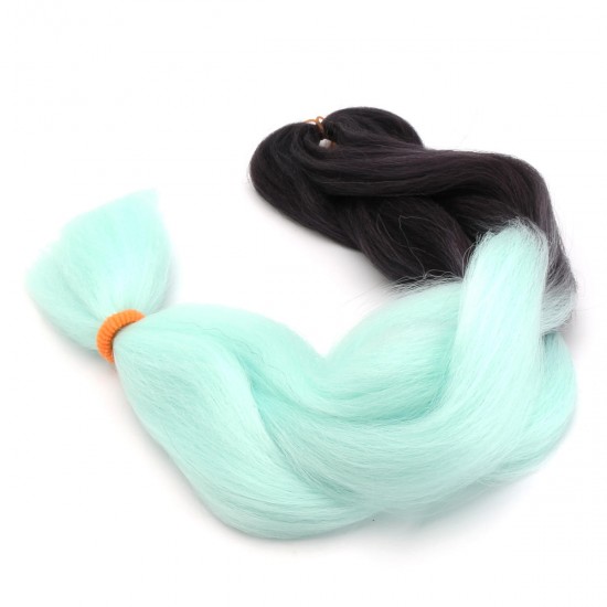 24" Black & Mint Green Ombre Dip Dye Kanekalon Braiding Hair Extensions