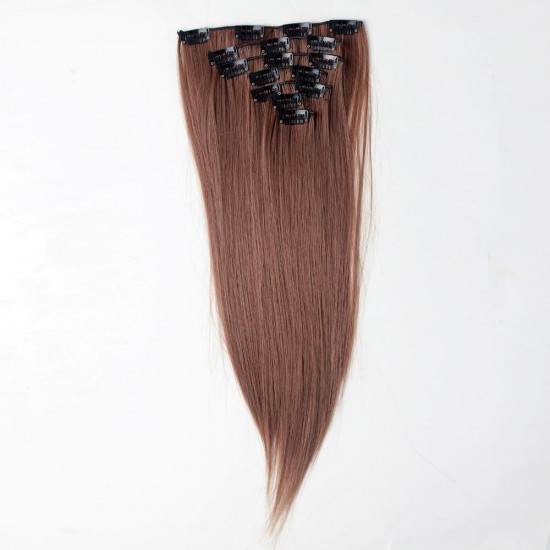 7Pcs NAWOMI Heat Resistant Friendly Clip In Synthetic Fiber Hair Extension 17.72 Inch Light Brown