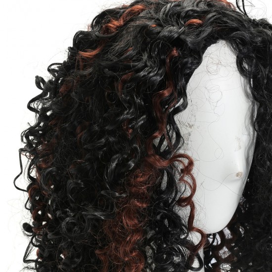 Brazilian Black Brown Hair Deep Wavy Curly Lace Front Full Wig