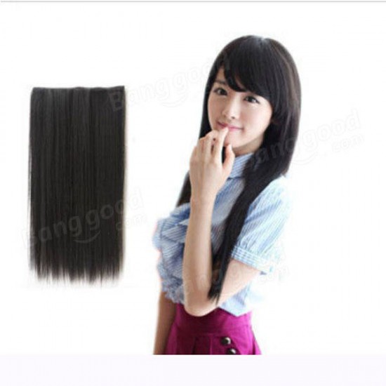 Fashion Women Long Straight Curl Synthetic Clip On Hair Extensions