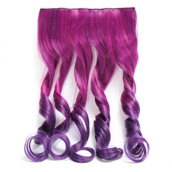 Long Curly Gradual Change Color Clip-on Hair Wig Extension