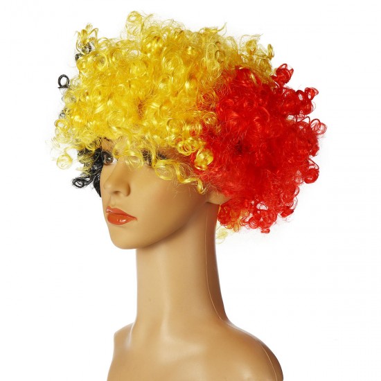 2018 World Cup Wig Fan National Flag Curl Headdress Head Cosplay Cheer Carnival