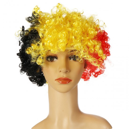 2018 World Cup Wig Fan National Flag Curl Headdress Head Cosplay Cheer Carnival