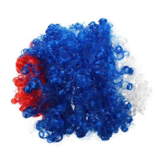 2018 World Cup Wig Fan National Flag Curl Headdress Head Cosplay Cheer Carnival