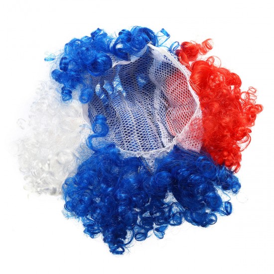 2018 World Cup Wig Fan National Flag Curl Headdress Head Cosplay Cheer Carnival