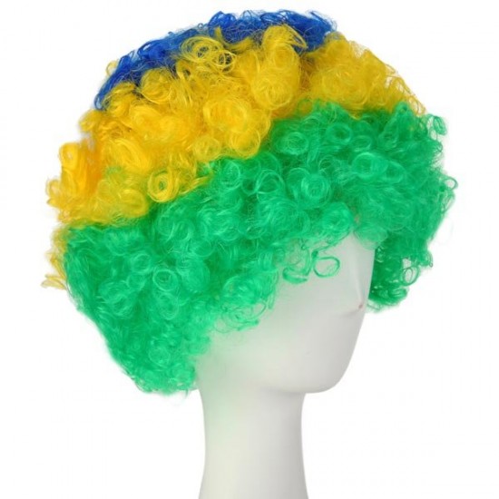 Brazil National Flag World Cup Fans Synthetic Cosplay Party Wigs