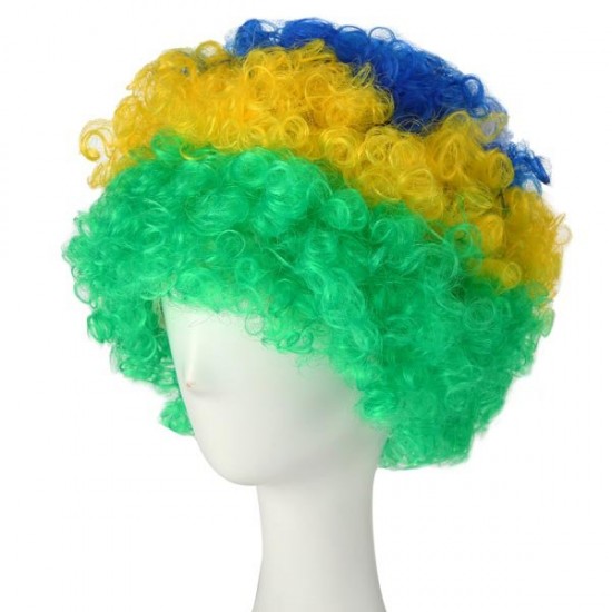 Brazil National Flag World Cup Fans Synthetic Cosplay Party Wigs