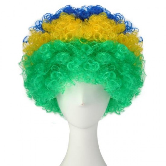 Brazil National Flag World Cup Fans Synthetic Cosplay Party Wigs