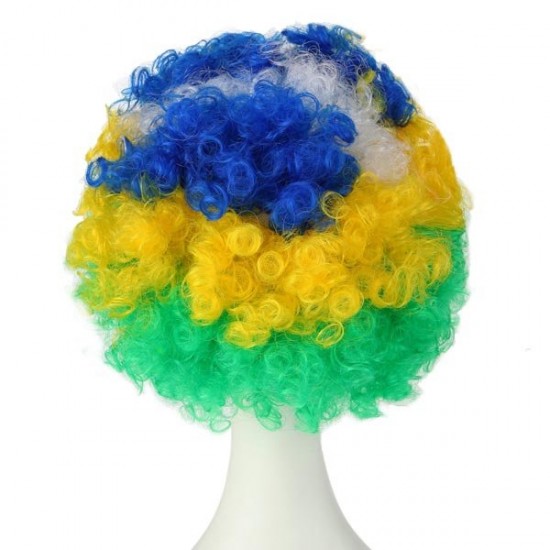 Brazil National Flag World Cup Fans Synthetic Cosplay Party Wigs