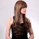 Brown Curly Long Inclined Bang Synthetic Capless Wig