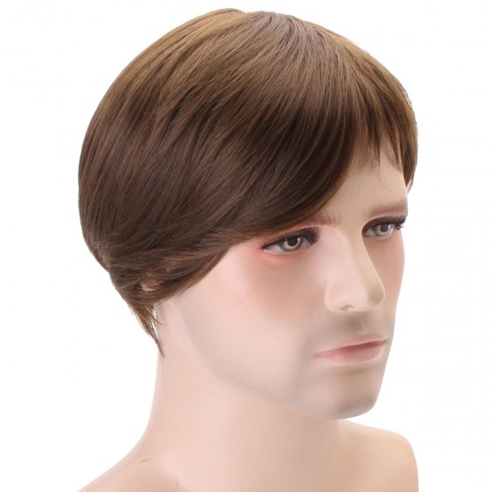 Claybank Men Short Straight Hair Natural Looking Wig