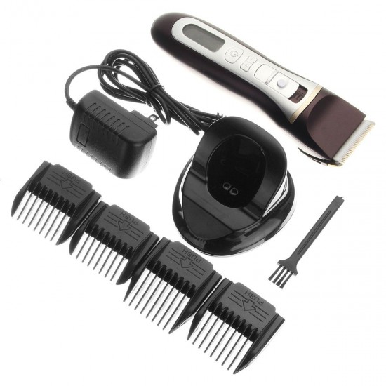 100V-240V Electric Hair Clipper Gold Black Charging LCD Display Hair Trimmer With Comb