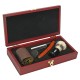 4Pcs Shaver Kit Cut Throat Straight Razor Shaving Brush Strop Wooden Box Gift Set