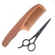 Men Intensive Wooden Beard Comb Scissors Two-piece Set Mustache Grooming Brushes