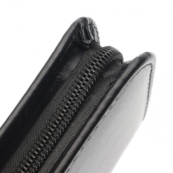 PU Leather Scissor Case Zipper Bag 2 Hair Scissors Holster Pouch Holder
