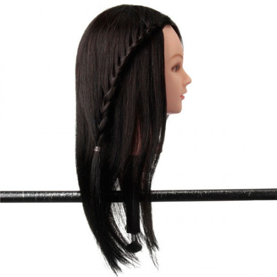 100% Black Practice Mannequin Real Human Hair Training Head Hairdressing Cutting Clamp Holder