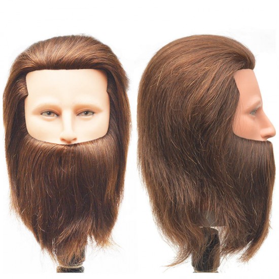 100% Human Hair Men Training Head Practice Mannequin Salon Model