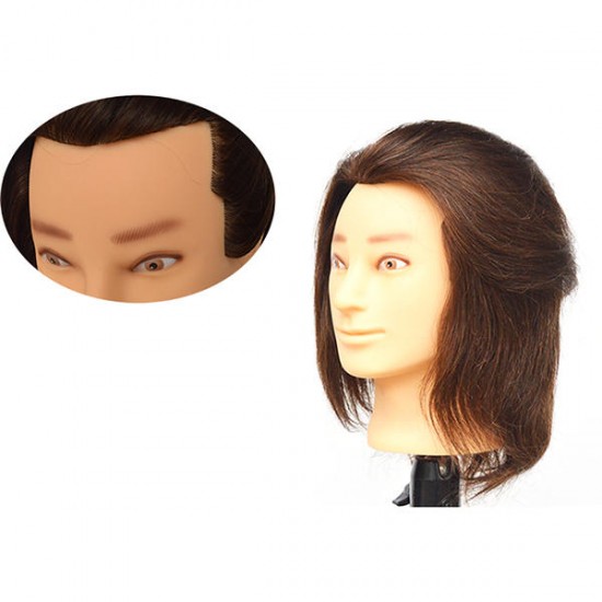 100% Human Hair Men Training Head Practice Mannequin Salon Model
