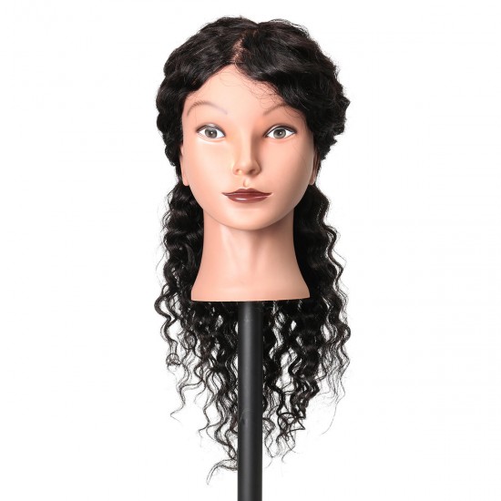 18'' 100% Real Human Hair Salon Hairdressing Training Practice Mannequin Head