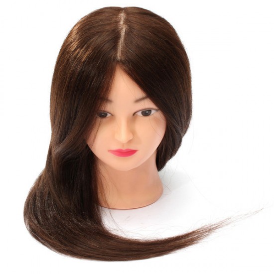 18 inch Long Real Human Hair Practice Models Hairdressing Training Head with Clamp