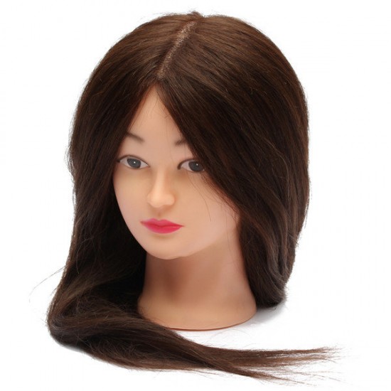 18 inch Long Real Human Hair Practice Models Hairdressing Training Head with Clamp