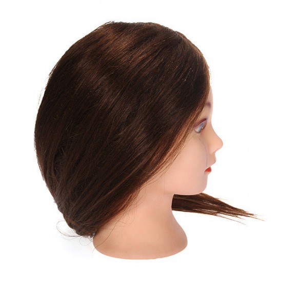 19 Inch Human Hair Salon Hairdressing Practice Training Head Clamp Adjustable Holder
