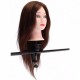 20" Brown 90% Human Hair Hairdressing Training Head Mannequin Model Braiding Practice Salon Clamp
