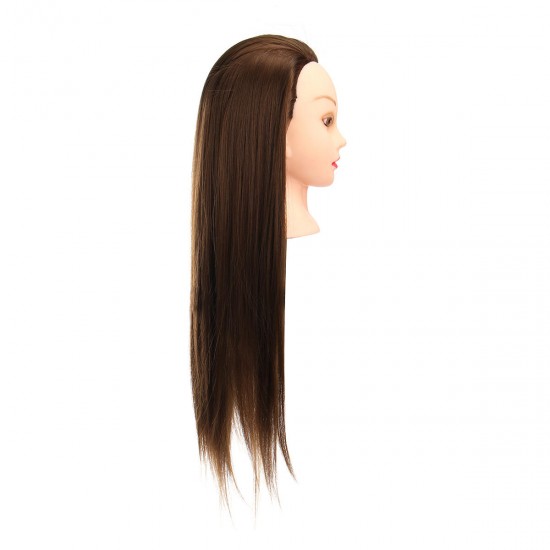 24'' Brown 30% Real Hair Training Mannequin Head Model Perm with Clamp Holder