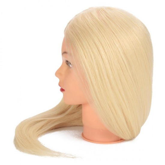 24" 90% White Long Real Human Hair Mannequin Training Head Hairdressing Model Clamp Holder