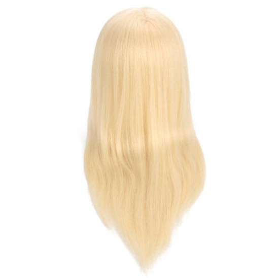 24" 90% White Long Real Human Hair Mannequin Training Head Hairdressing Model Clamp Holder