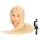 24" 90% White Long Real Human Hair Mannequin Training Head Hairdressing Model Clamp Holder