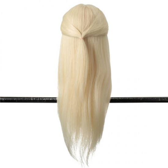 24" 90% White Long Real Human Hair Mannequin Training Head Hairdressing Model Clamp Holder