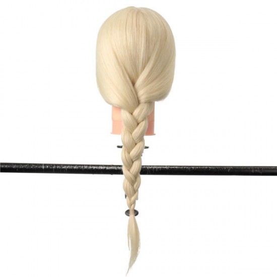 24" 90% White Long Real Human Hair Mannequin Training Head Hairdressing Model Clamp Holder