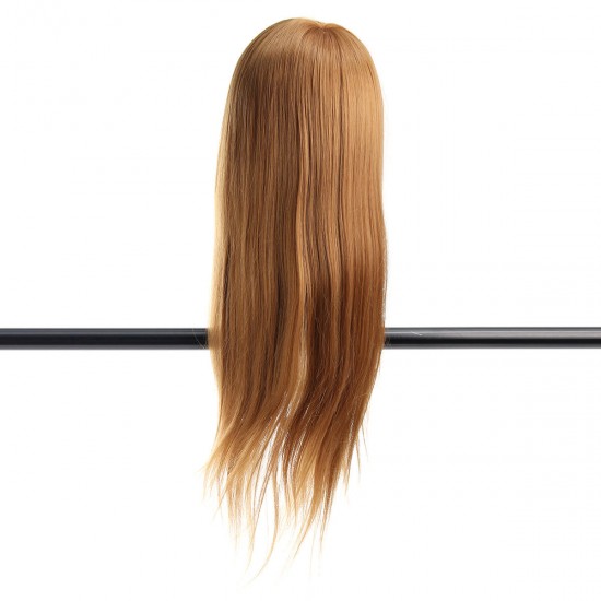 24" Gold 30% Real Hair Hairdressing Makeup Practice Hair Training Mannequin Head Model Clamp Holder