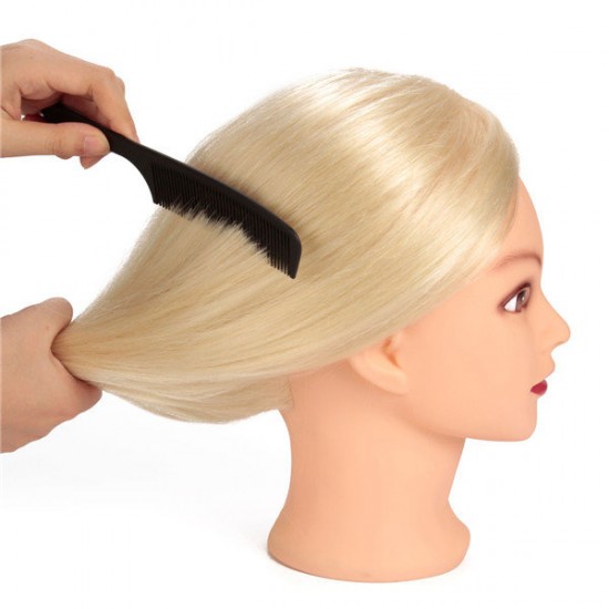 24" White 80% Real Human Hair Practice Mannequin Head Hairdressing Mannequin Training Clamp