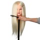 24" White 80% Real Human Hair Practice Mannequin Head Hairdressing Mannequin Training Clamp