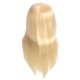 24" White 80% Real Human Hair Practice Mannequin Head Hairdressing Mannequin Training Clamp