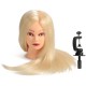 24" White 80% Real Human Hair Practice Mannequin Head Hairdressing Mannequin Training Clamp