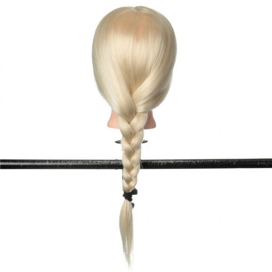 24" White 80% Real Human Hair Practice Mannequin Head Hairdressing Mannequin Training Clamp