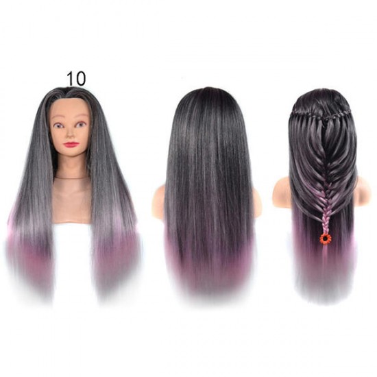 26 Inch Gradient Hair Training Head Models High Temperature Fiber Long Hair With Clamp Holder